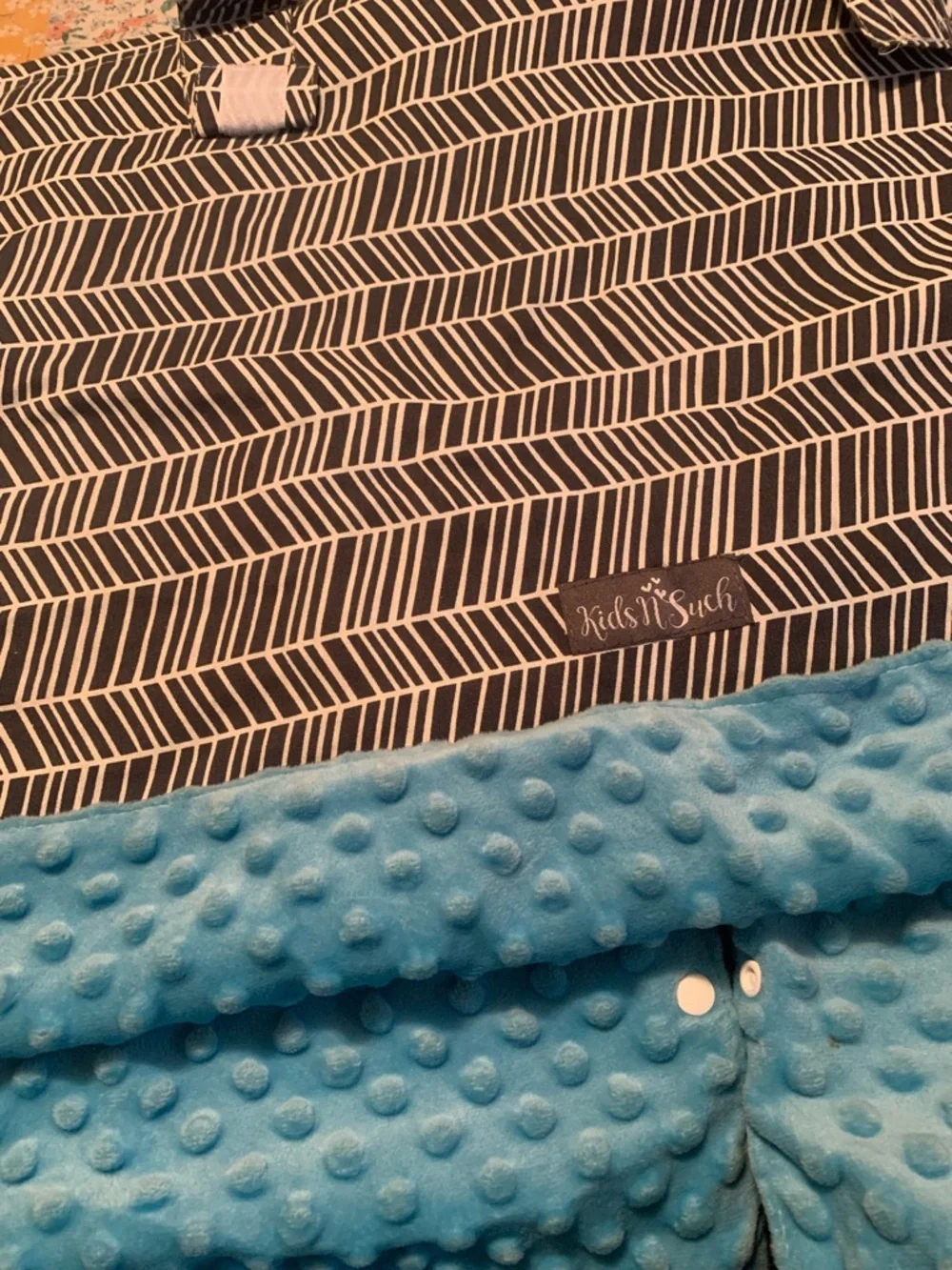 Blue Tie-Dye minky lovey with Black & White Chevron car seat cover